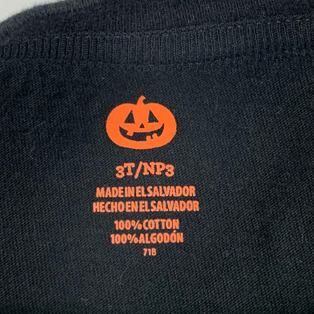 Halloween Costume T-Shirt Skeleton Graphic Cotton Black Orange White Size 3T - Picture 6 of 10